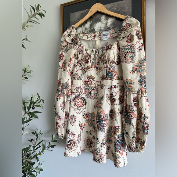 $725 Autumn Adeigbo Women's Beige Catira Puff-Sleeve Bustier Mini Dress sz 6 NEW - Picture 4 of 12